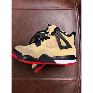 Nike Air Jordan 4 RM PS Hemp Black Varsity Red Sneakers Kids 11C EUC